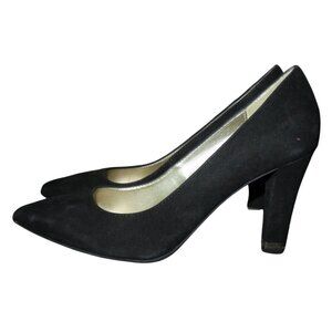 Anne Klein Tonia Black Micro Suede Leather Upper Pumps sz 8.5 AK7TONIIA